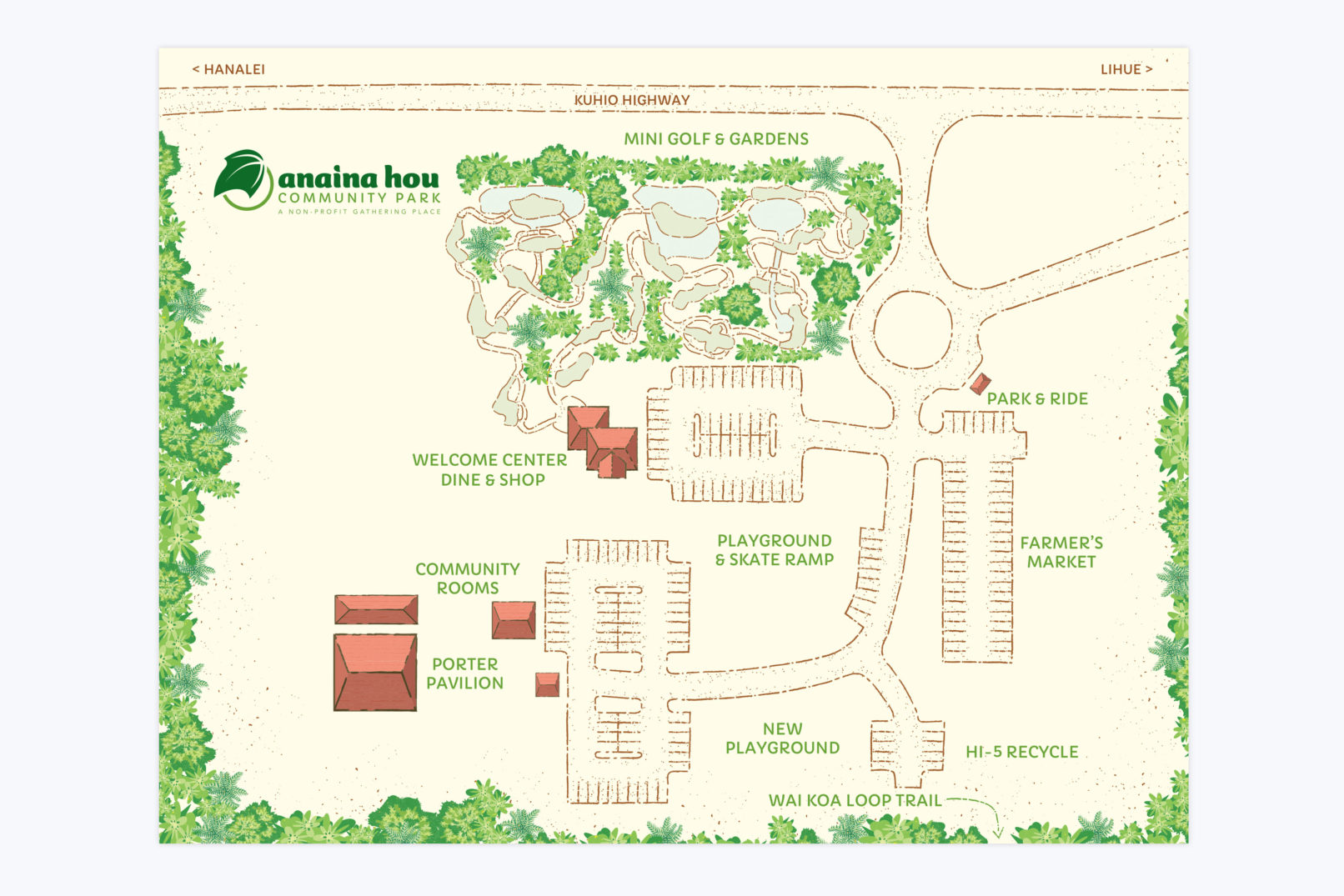 anaina hou community park campus map poster illustration