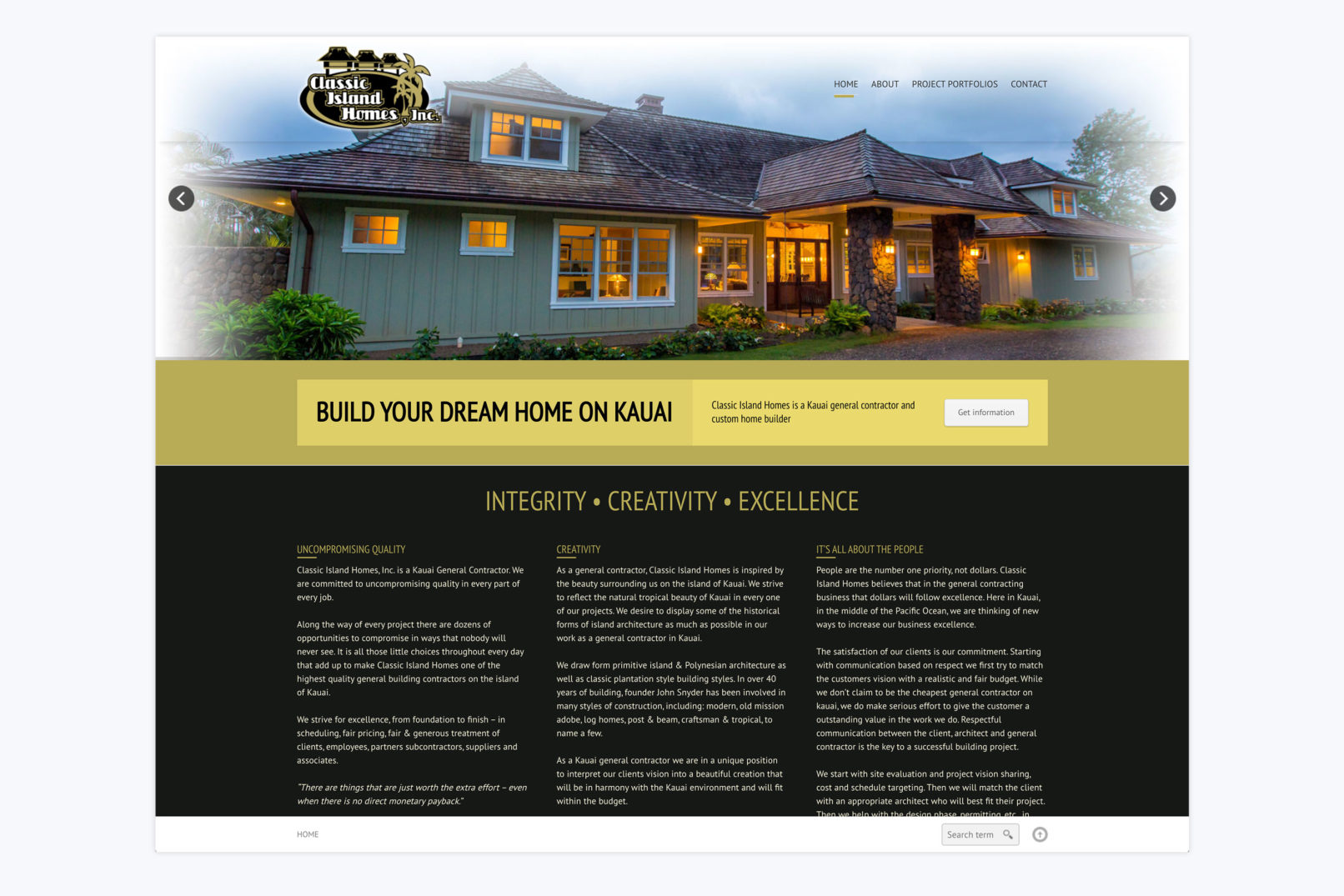 classic island homes website design