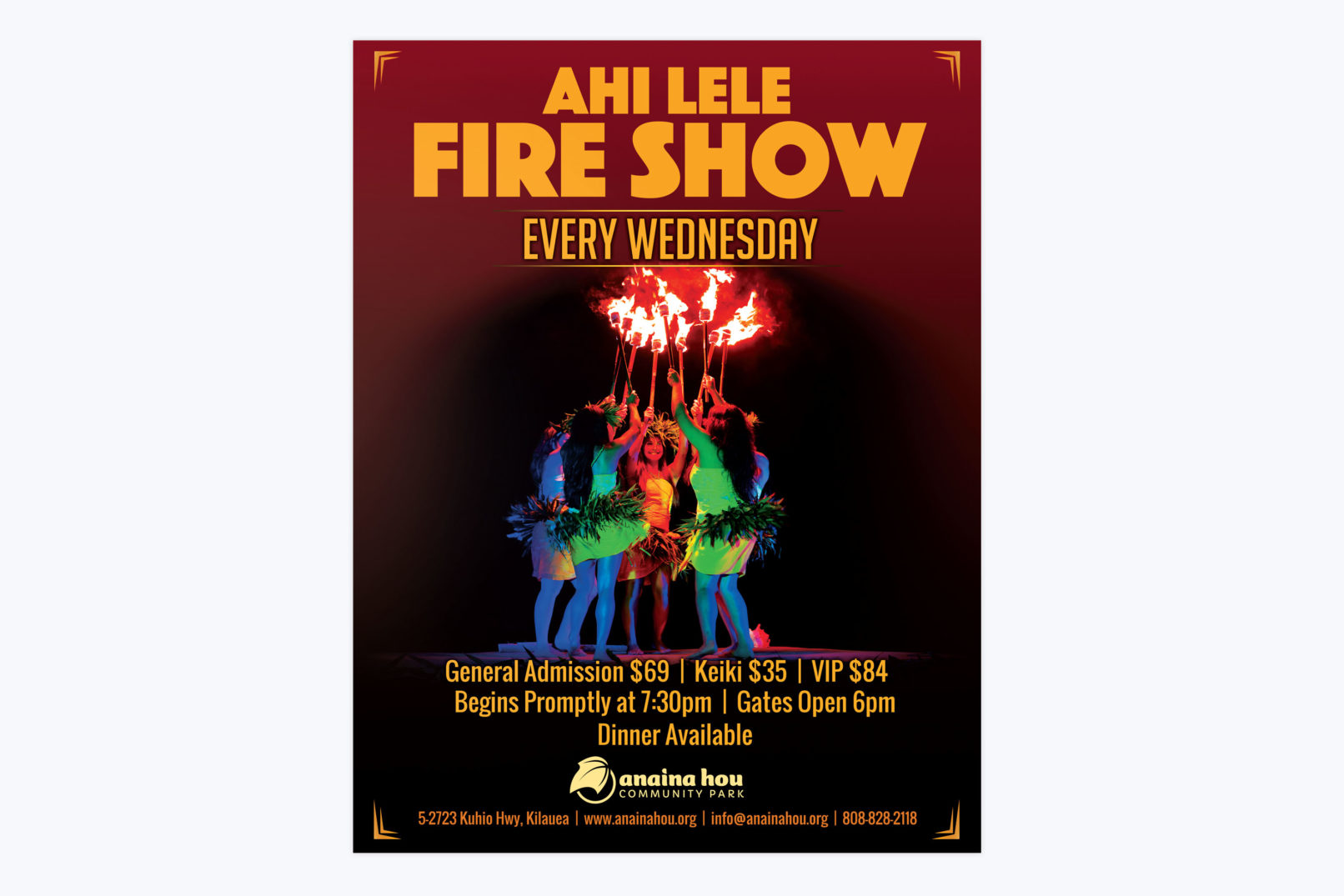 ahi lele fire show poster design