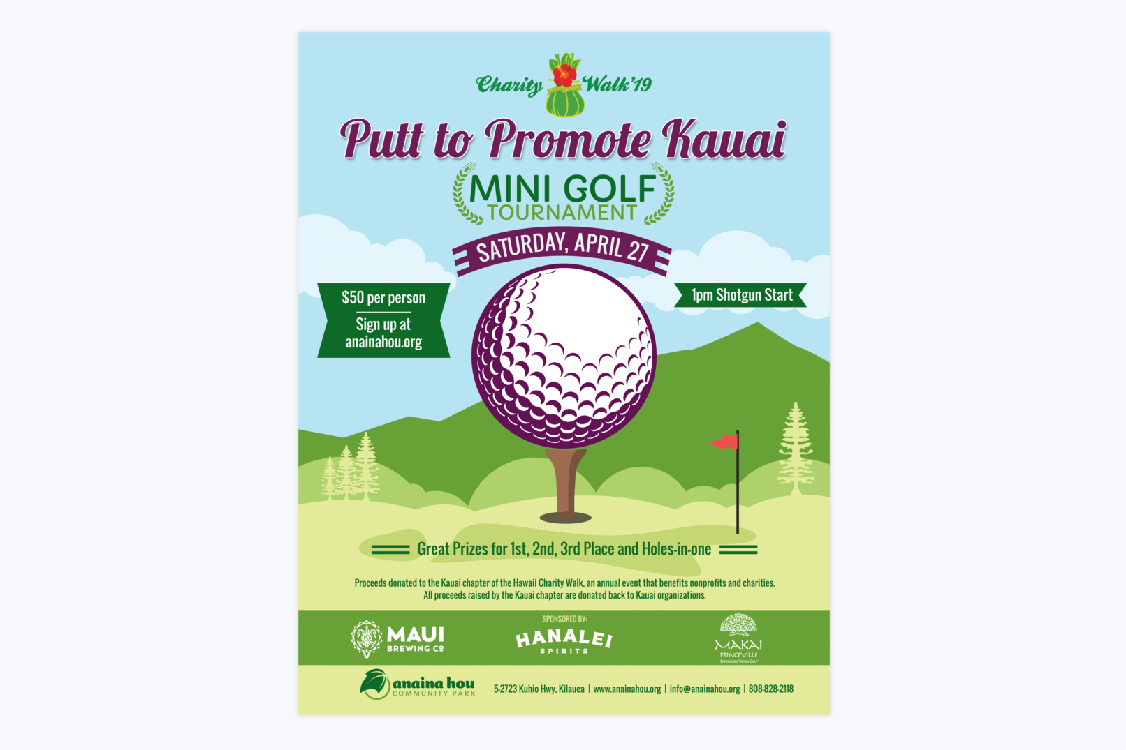 putt to promote kauai poster design
