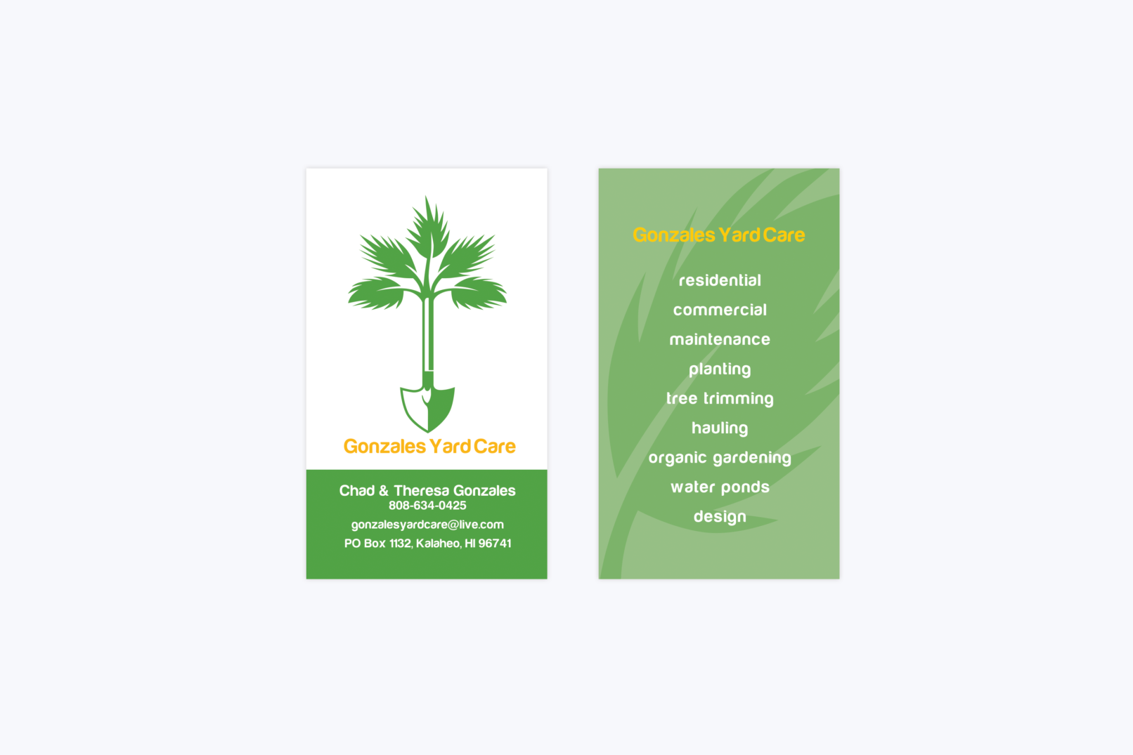 gonzales yard care business card design