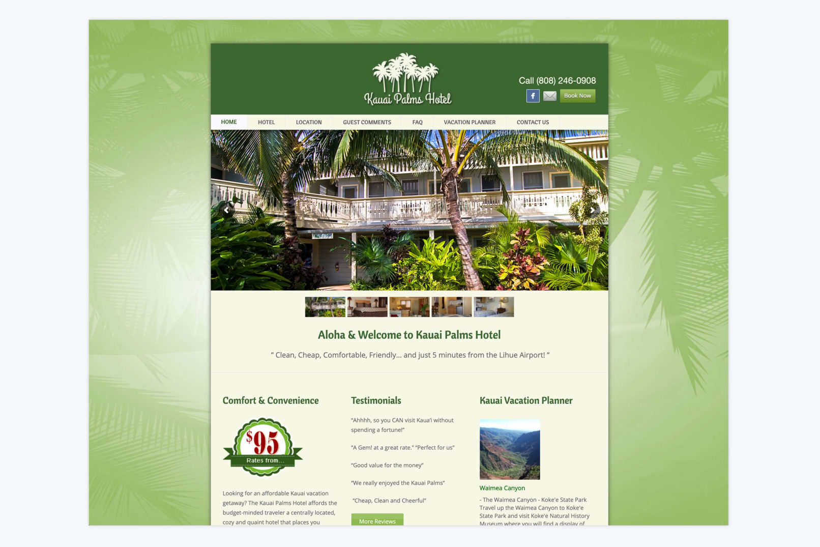 kauai palms hotel website design