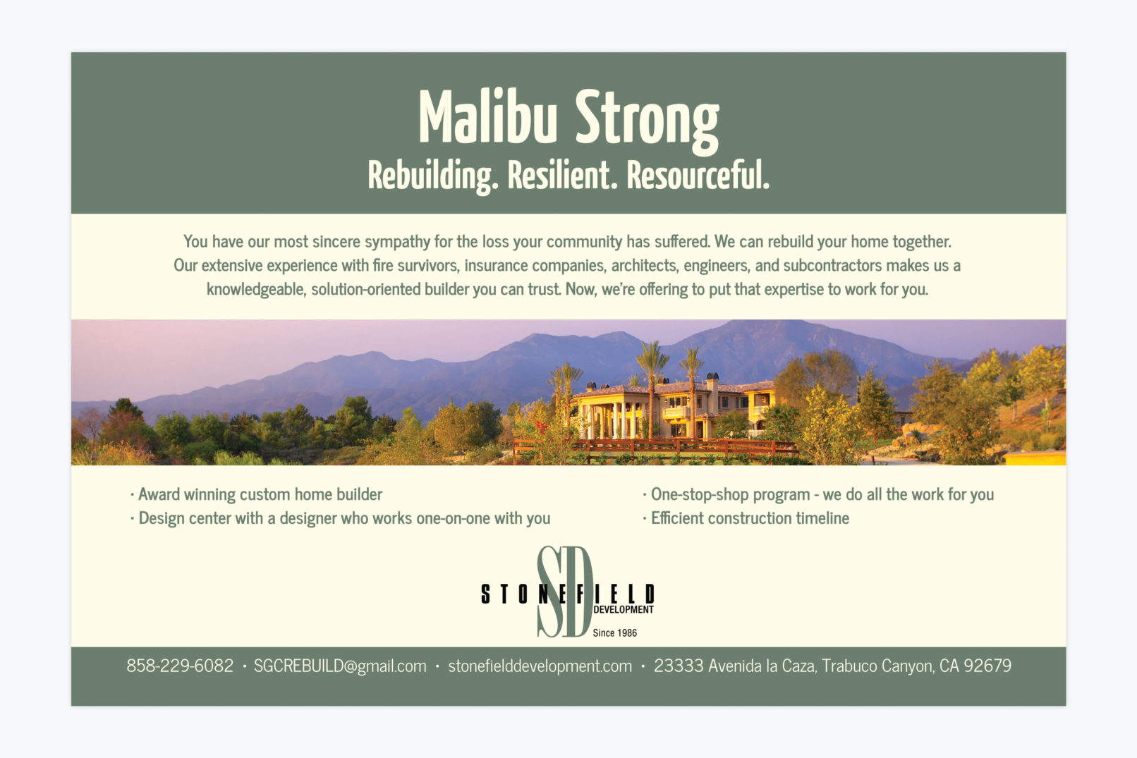 mailbu strong postcard design