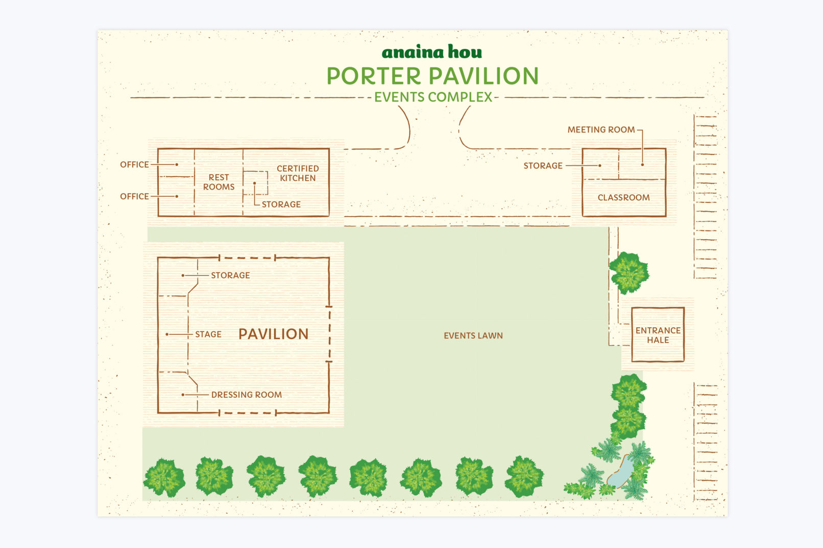 illustrated map of porter pavilion