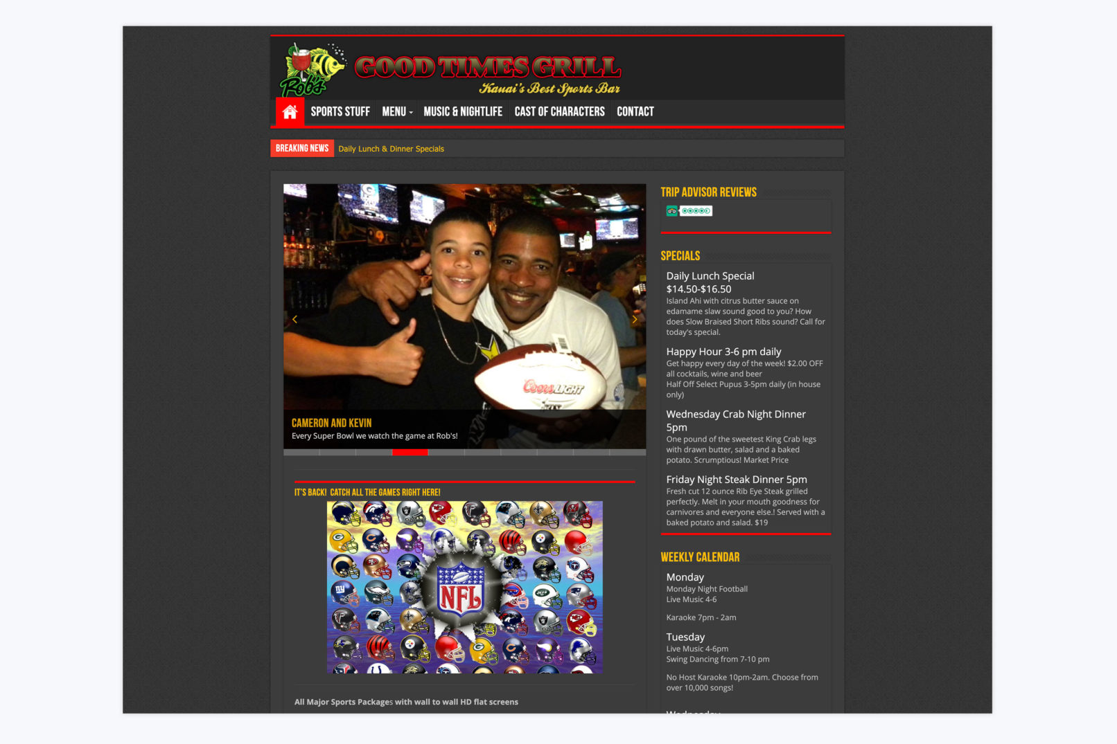 robs good times grill website design