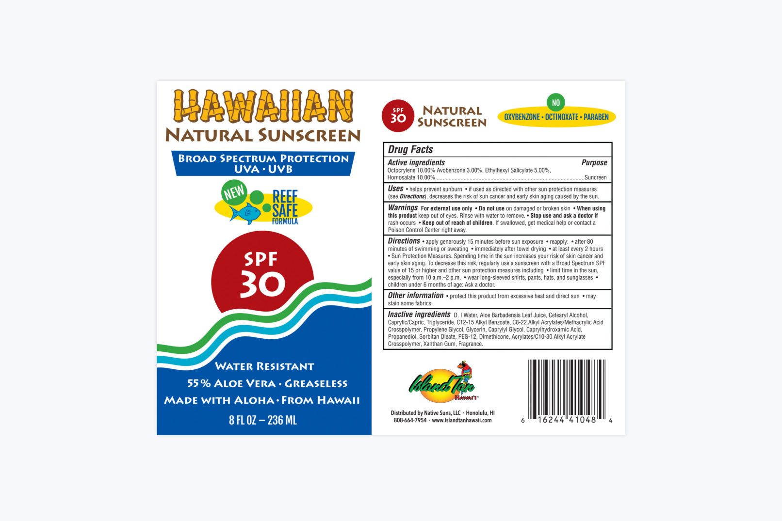 hawaiian sunscreen packaging design