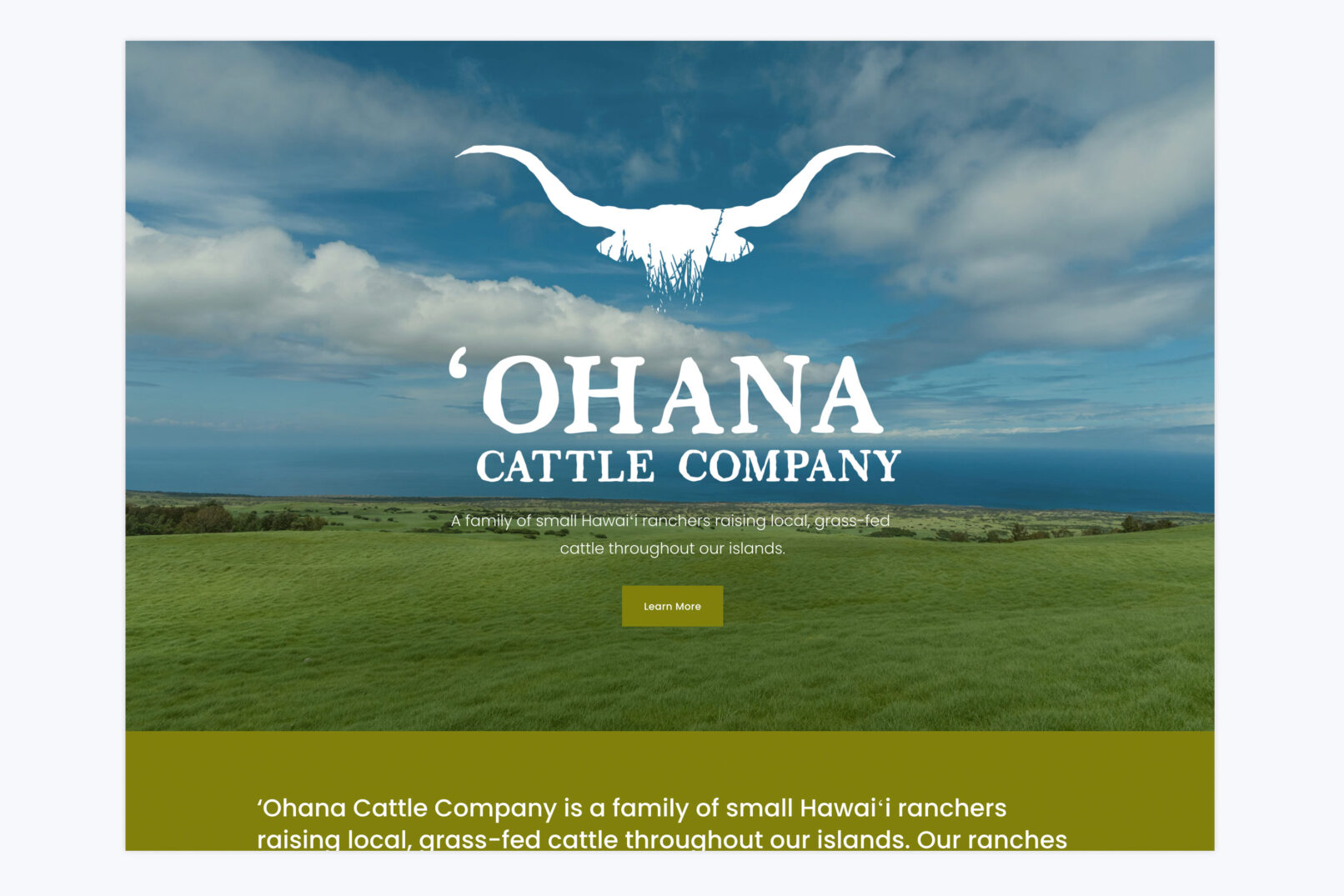Ohana Cattle Company website screen