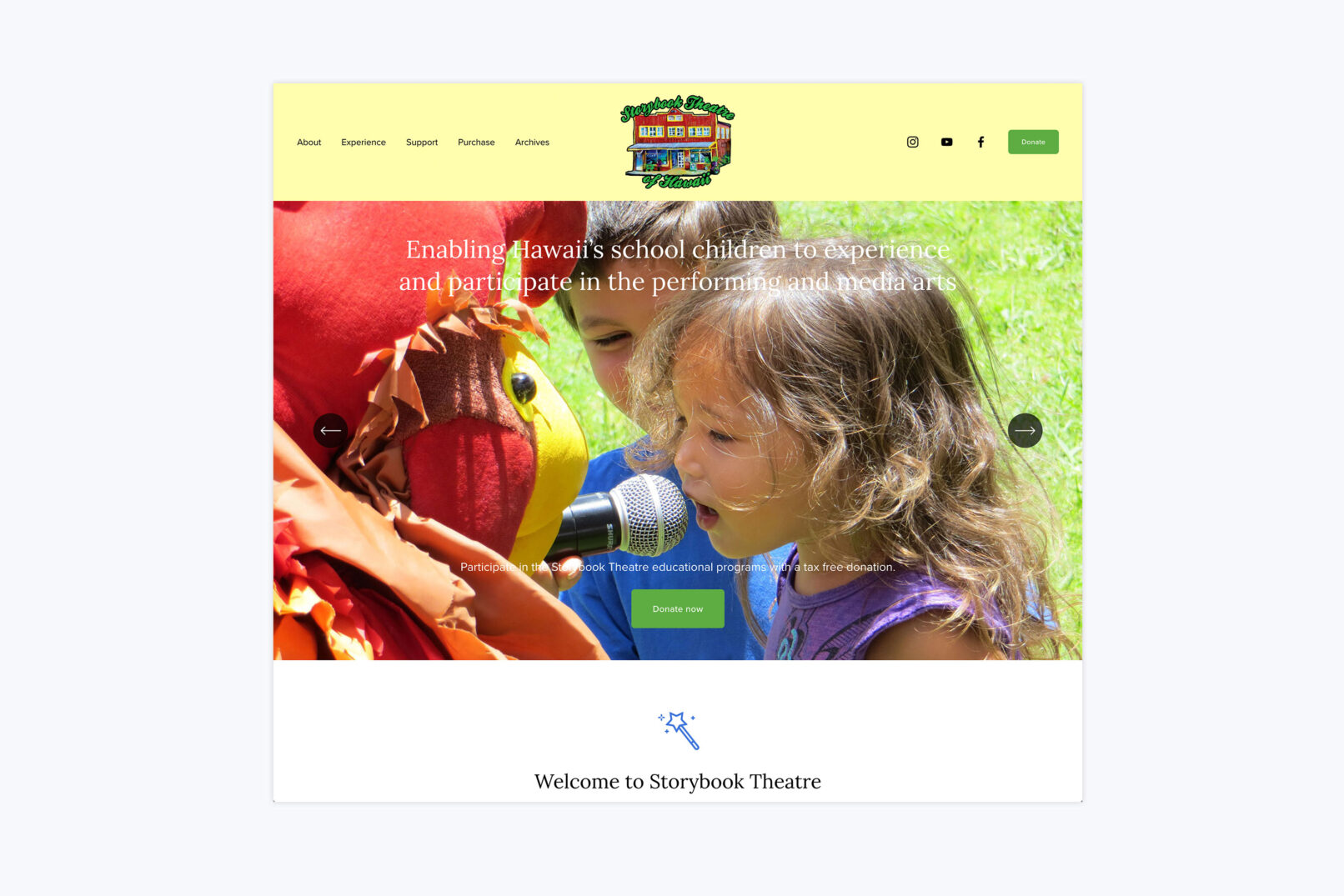 Storybook Theatre website design by Skyfarm 808