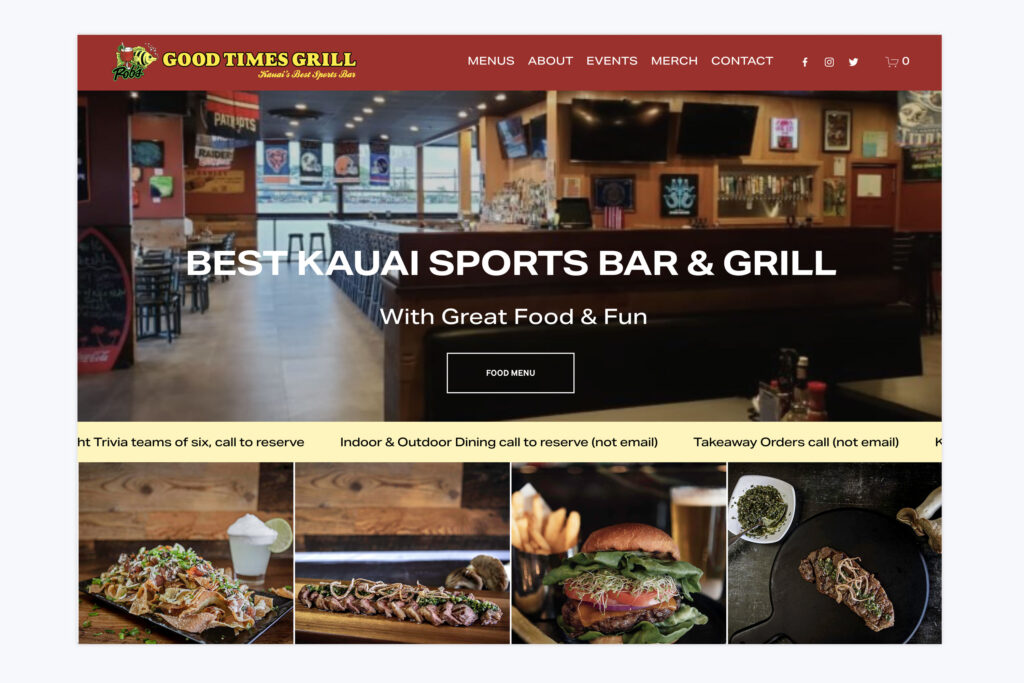 Skyfarm 808 Rob's Good Times Grill website design